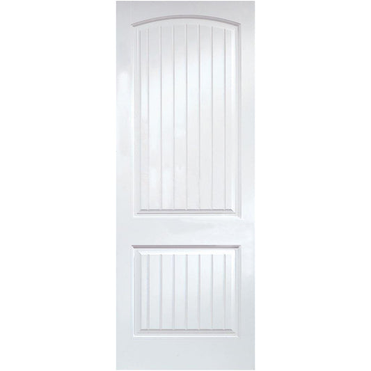 2 Panel Smooth V-Groove Hollow Core Moulded Door, Primed, Doors - Alexandria Moulding