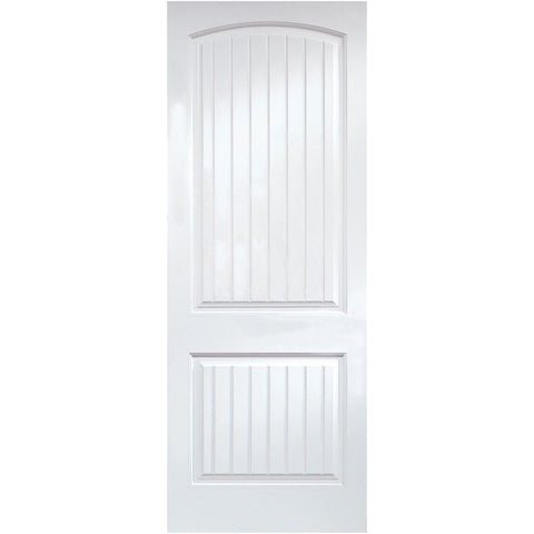 2 Panel Smooth V-Groove Hollow Core Moulded Door, Primed, Doors - Alexandria Moulding
