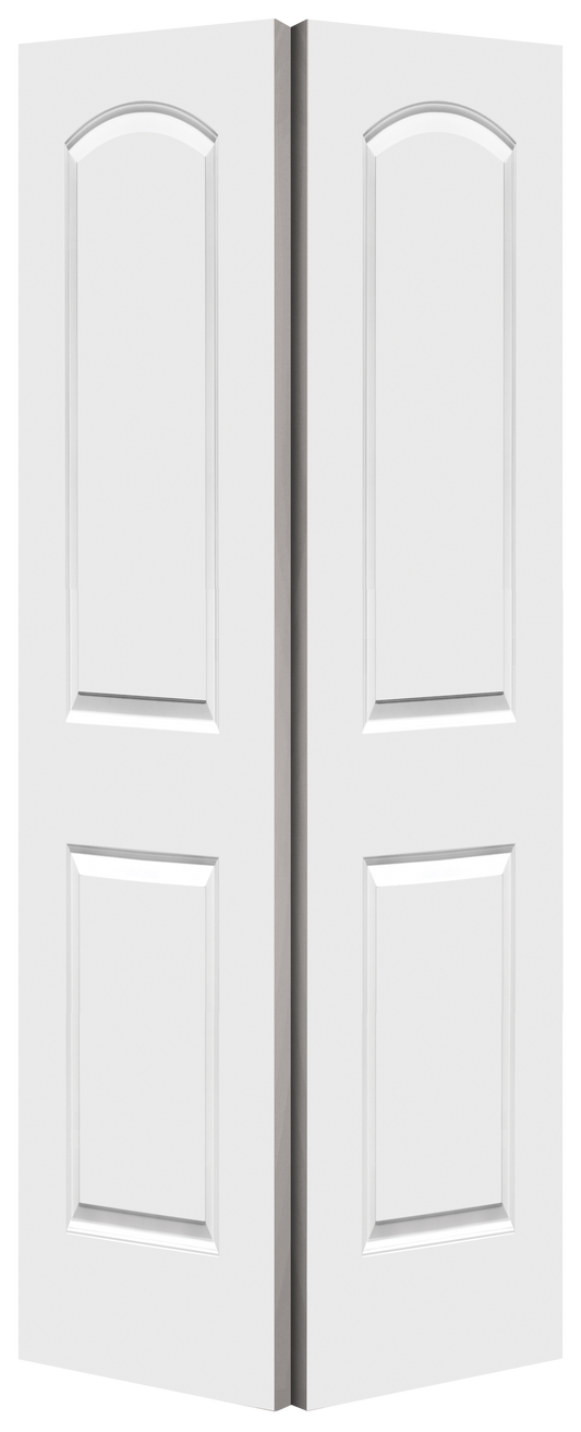 2 Panel Smooth Round Top Moulded Bifold Door, Primed, Doors - Alexandria Moulding