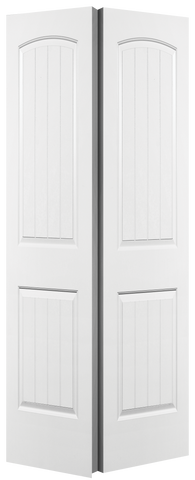2 Panel Smooth V-Groove Moulded Bifold Door, Primed, Doors - Alexandria Moulding