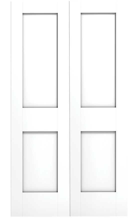 2 Panel Shaker Sticking Bifold Wood Door, Primed, Doors - Alexandria Moulding