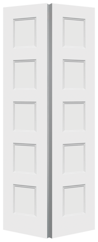 Conmore® - 5 Panel Equal Bifold, Primed, Doors - Alexandria Moulding