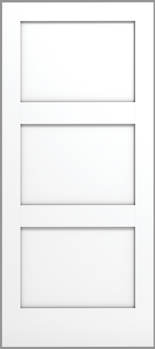3 Panel Shaker Sticking Wood Door, Primed, Doors - Alexandria Moulding