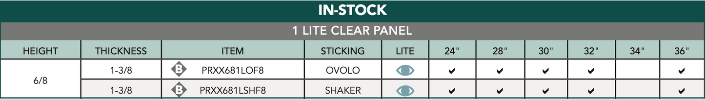 1 Lite Clear Panel (Primed Stile & Rail)