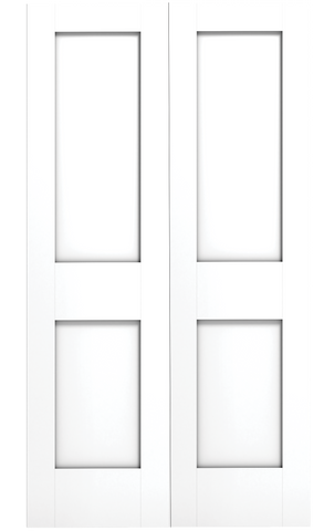 2 Panel Shaker Bifold Wood Door, Primed, Doors - Alexandria Moulding