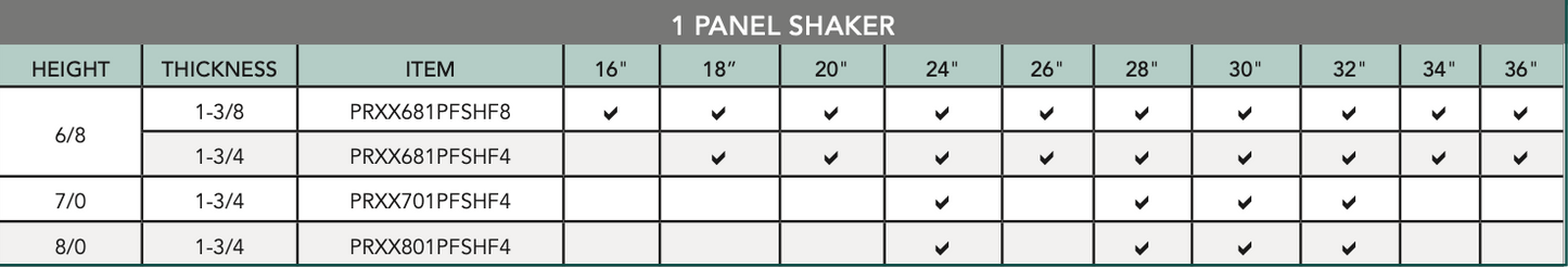 1 Panel Shaker (Primed Stile & Rail)