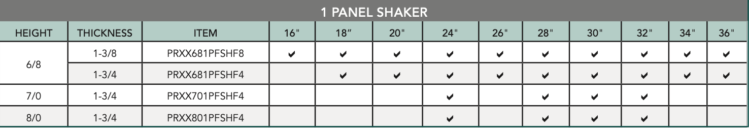 1 Panel Shaker (Primed Stile & Rail) - Alexandria Moulding