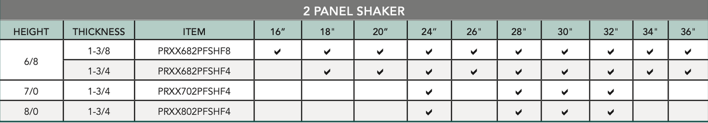 2 Panel Shaker (Primed Stile & Rail)